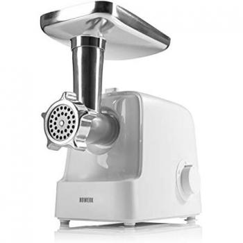 N8WERK Picadora de carne eléctrica en la edición Moonlight White | máx. 2000 W | 5en1: para carne, brochetas, verduras, ensalada, pan de molde | avance y retroceso | 2 niveles de potencia