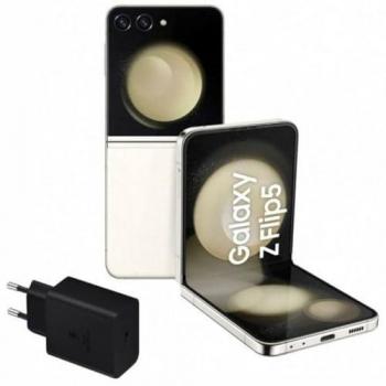 Samsung Galaxy Z Flip5 Smartphone 8GB RAM 512GB Crema Octa Core + Cargador de Pared 25W