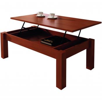 KR DECOR  MZ444 Mesa de Centro Elevable Rectangular, Madera Manufacturada, Cerezo, 100x50x42.2 cm