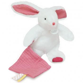 Peluche conejo con Mantita rosa lychee de Doudou Et Compagnie