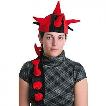 EUROCARNAVALES Sombrero con Cuernos y coleta Rojo-Negro