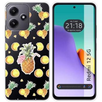 Funda Silicona Transparente Diseño Piña para Xiaomi Redmi 12 5G - Protección Total