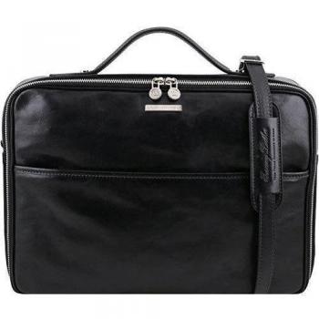 Tuscany Leather - Vicenza - Maletín Porta Ordenador con Cierre de Cremallera Negro - TL141240/2