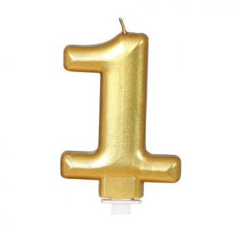 Vela Metalizada Dorada Nº 1, de 8 cm