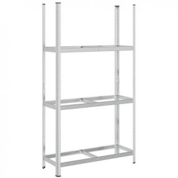 3-Layer Silver Steel Tire Shelf - Industrial Storage Rack, 110x40x200 cm