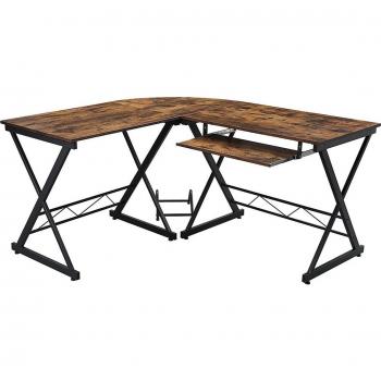 Escritorio para Esquina - Mesa de Ordenador, Ahorra Espacio, Ideal para Juegos y Estudio, Montaje Sencillo, 150x138x75 cm, Marrón rústico o Negro - Escritorio en