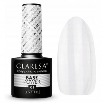 Claresa Base Semipermanente Power 01 Transparente - UV/LED, Prebase y Esmalte de Acabado para Uñas de Gel, 5 g