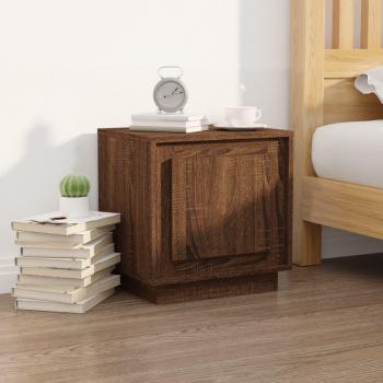 Mesita de noche de madera contrachapada marrón roble 44x35x45 cm, fabricada en madera multicapa