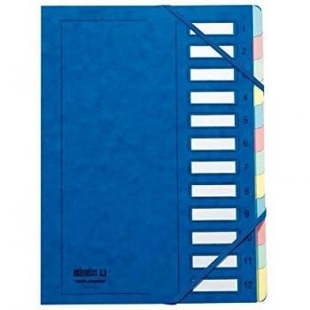 Carpeta organizadora Extendos, DIN A4, cartón resistente, 12 compartimentos, color azul