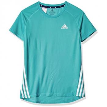 Camiseta Infantil Adidas Aeroready 3 Rayas Corto Azul Verde Aquamarina Transpirable