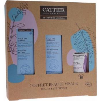 Cattier Cofre Belleza Facial Bio Navidad 2023 - Set de Hidratación Facial Bio con productos naturales, veganos y ecológicos para el cuidado de la piel, incluye limpiador facial, crema hidratante y serum, ideal para