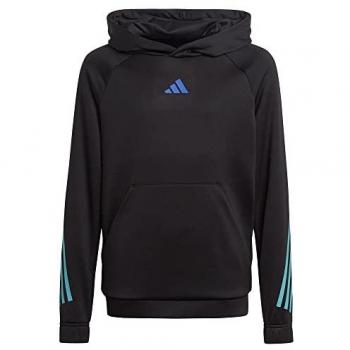 Sudadera Adidas Train Icons Aeroready 3 Bandas, con capucha, para chicos, color negro y azul