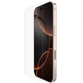 Protector de Pantalla Belkin UltraGlass 2 Antimicrobiano para iPhone 16 Pro - Vidrio Templado, Transparente, Antiarañazos, Aplicación sin Burbuja