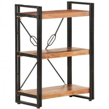 Estantería de 3 niveles de madera maciza de acacia 60x30x80 cm