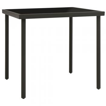 vidaXL Outdoor Dining Table Anthracite 80x80x72 cm Glass and Steel