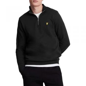 Lyle & Scott Men's Embroidered Loopback Quarter Zip Sweatshirt - Jet Black - Size L - Male