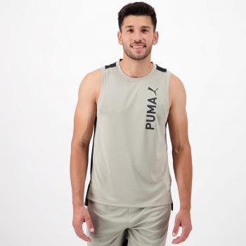 Camiseta Running Puma Fit Ultrabreath sin mangas beige negro talla S