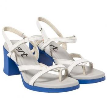 Sandalias de tacón Cannes de piel para mujer, color Nappa White-Blue, modelo 1844, talla 37 EU
