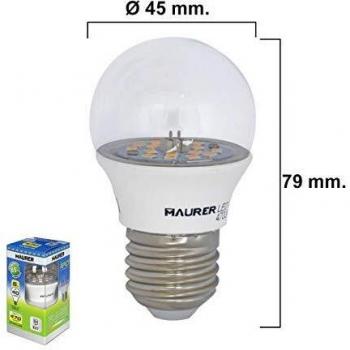 Bombilla led esferica transparente rosca e27 5 w 40 w 470 lumenesluz calida 3000k