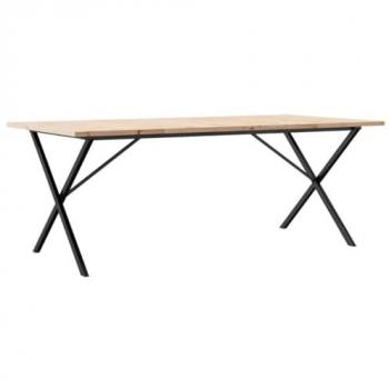 Mesa de comedor marco X madera maciza pino acero 200x100x75,5cm vidaXL
