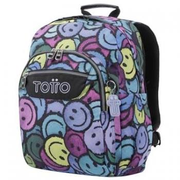 Mochila Escolar Totto Emojis - Gommas con Espaldar Acolchado, Juventud Unisex, Multicolor, Talla única