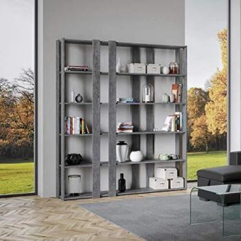 Librería de Madera Cemento 178x204 cm con 6 Estantes y 8 Bandas Kato E