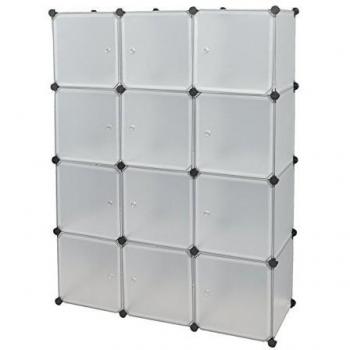 Ts Ideen 5121 armario modular con 12 compartimentos Conjuntos de puertas, polipropileno, White