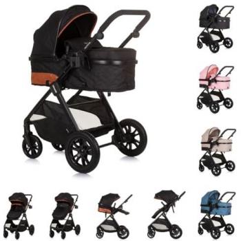 Carrito de bebé 2 en 1 Chipolino Harmony convertible con bolsa de pañales, portavasos y cubre pies hasta 22 kg