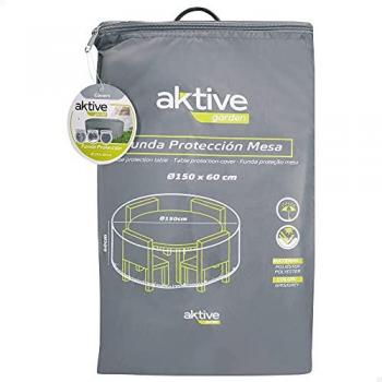 Funda Impermeable Protectora para Mesa Redonda Aktive Ø150 cm con Protección UV, Color Gris, 60% Poliéster