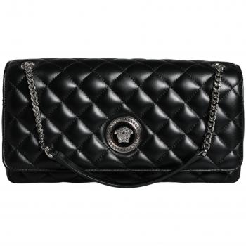 Versace Women's Black Quilted Leather Crossbody Bag - One Size