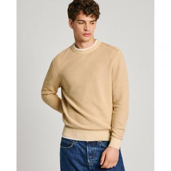 Jersey de hombre Pepe Jeans Craig beige, punto piqué, casual, algodón