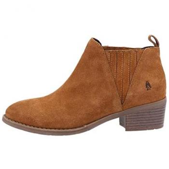 Hush Puppies Isobel Tan Leather Ankle Boot with Memory Foam, Women's Size UK 7