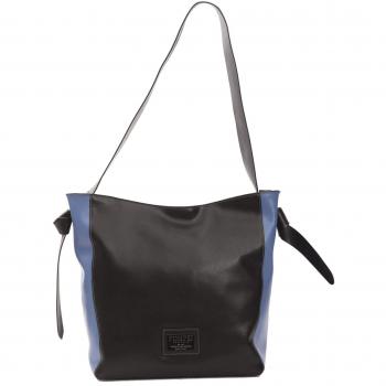 Pompei Donatella Avio Nero Shoulder Bag - Black Leather Shoulder Bag, made of high-quality black leather, features a spacious main compartment with zip closure, adjustable shoulder strap for comfortable wear, interior pockets for organization, elegant des