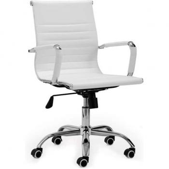 Silla de Oficina Giratoria Lucy en Polipiel Blanca, 89-99x64x64 cm
