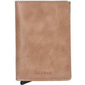 Monedero Slimwallet Vintage Compacto con Protección RFID Color Taupe