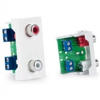 Panel de conexión de audio Fonestar con 2 conectores RCA L R bornas a tornillo 225 x 45 x 333 mm