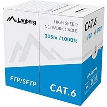 Lanberg Bobina Cat.6 SFTP 305M Solid CU CPR + FLUKE Passed Gris