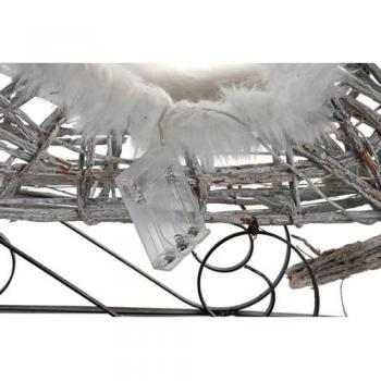 Adorno Navideño DKD Home Decor Reno y trineo Blanco Mimbre 75 x 20 x 53 cm