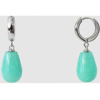Pendientes Dada Burma plateados con jade turquesa