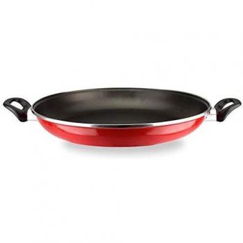 Vitrex Marseille Paellera de 34 cm roja con antiadherente doble capa, acero vitrificado, para todo tipo de cocinas, incluido inducción, apta para lavavajillas, asas ergonómicas de toque frío