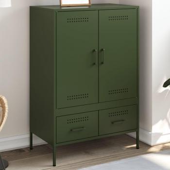 Aparador de acero laminado en frío verde oliva 68x39x101,5 cm Vidaxl Verde
