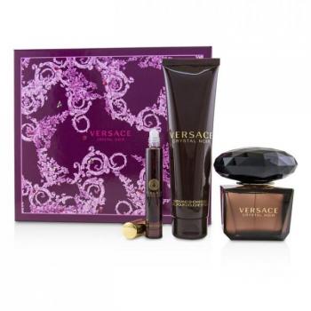 Versace Crystal Noir Coffret Gift Set: Eau De Toilette Spray, Bath & Shower Gel, Roller Ball - 3pcs