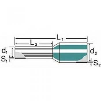 Weidmüller 9026100000 H2, 5/15 BL SV Terminal Tubular, Aislado, 10mm, 8mm, Azul, Caja de 500