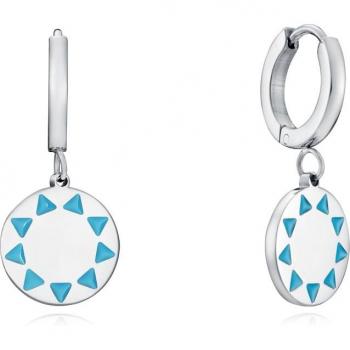 Pendientes Viceroy Kiss de acero con aros y discos con esmalte en azul