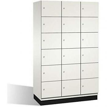 Armario de Compartimentos Bajo Llave Cambio C+P - 6 Taquillas, 3 Secciones, Puertas de Acero Blanco, Ancho 1200 mm