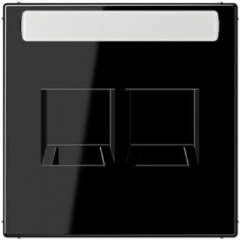 JUNG Modular Jack Insert Plate 2-Fach with Label Field Black LS990