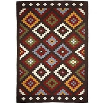 Alfombra de lana con patrones aztecas 160 x 230 cm Marrón