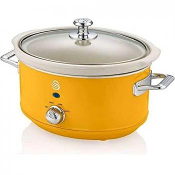 Swan Retro SF17021YELNEU Olla Cocción Lenta 3,5L Recipiente Extraíble, Antiadherente Cerámica libre