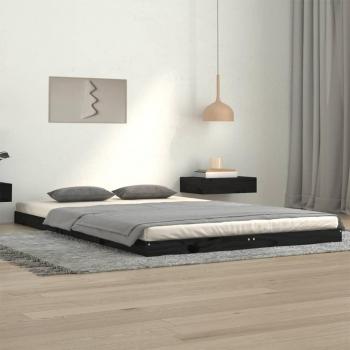 Cama de madera maciza de pino gris negro 120x200 cm vidaXL