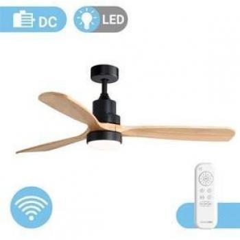 Ventilador de Techo Universal Blue ALM 4056 con Luz LED 26W, Control WiFi y Mando a Distancia, Color Negro/Madera
